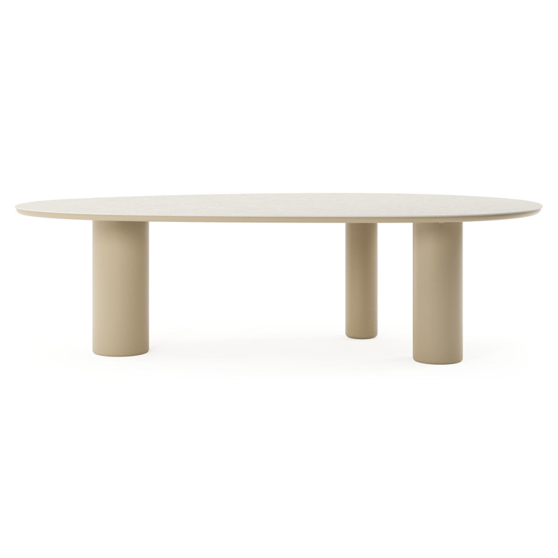 Amico tuintafel mango in beige aluminium en volkeramiek Shilin - L 260 x B 130 x H 73.5 cm