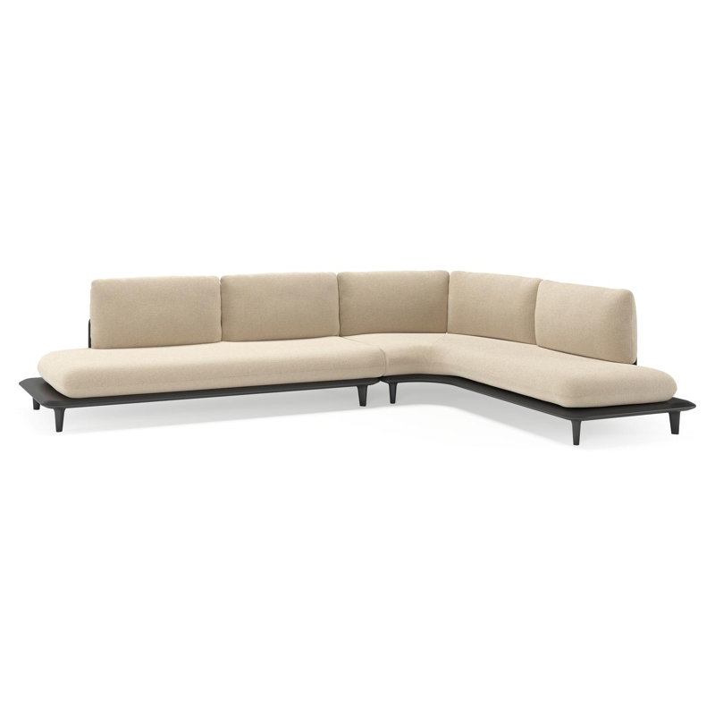 Bomero loungehoek in zwart aluminium met althea chalk all weather cosytica kussen