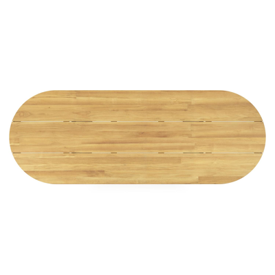 Table de jardin Donato en aluminium blanc et teck - Lg 300 x Larg. 110 x H 75,5 cm