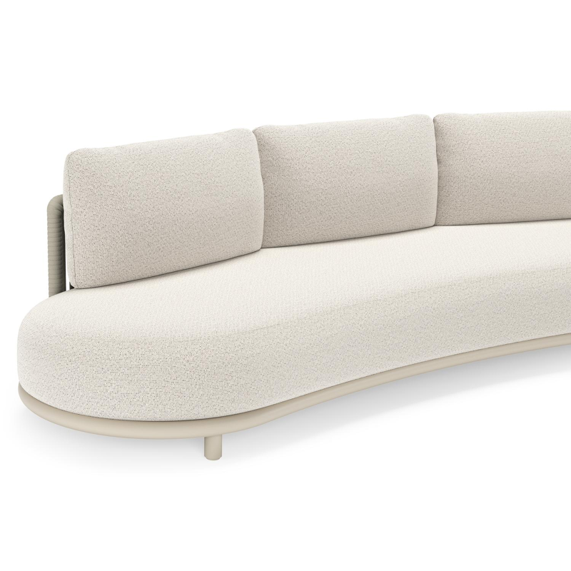 Lomano loungeset in beige aluminium en beige verticaal geweven luxe vlakke rope met Firenze Natural all weather solica