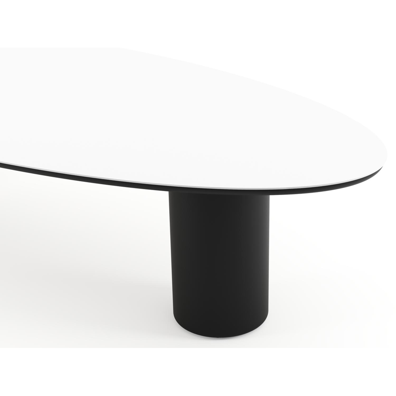 Amico tuintafel ovaal in zwart aluminium en volkeramiek Arctic White - L 320 x B 130 x H 73.5 cm