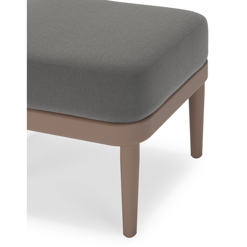 Orso poef in taupe aluminiumen zwart textilene met natte charcoal chine all weather sunbrella® luxe kussen