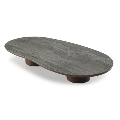 Amico loungetafel organisch in taupe aluminium en volkeramiek Aspen Grey - L 170 x B 91 x H 25 cm