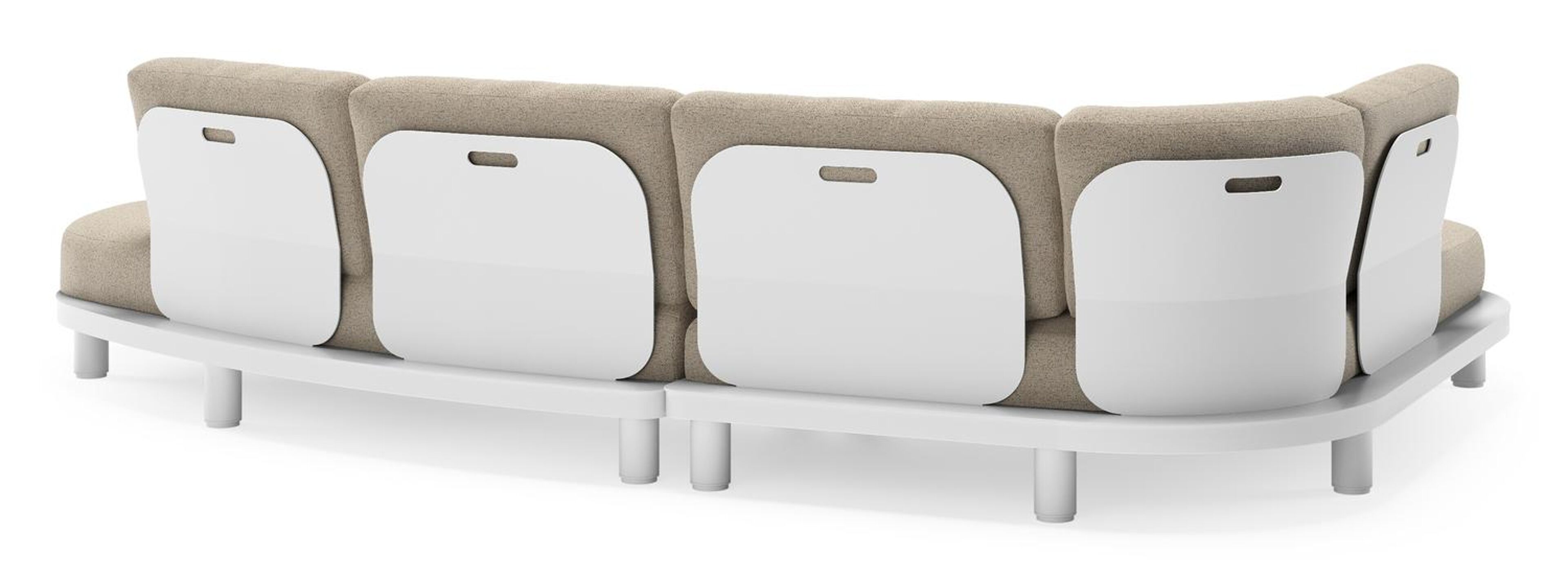 Donato loungehoek in wit aluminium met all weather cosytica Marbella Beige kussen