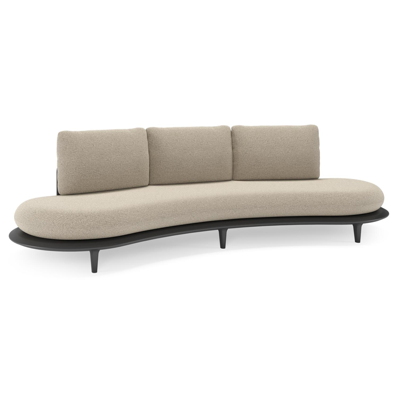 Canape de jardin Bomero en aluminium noir et coussins en all weather cosytica catania beige