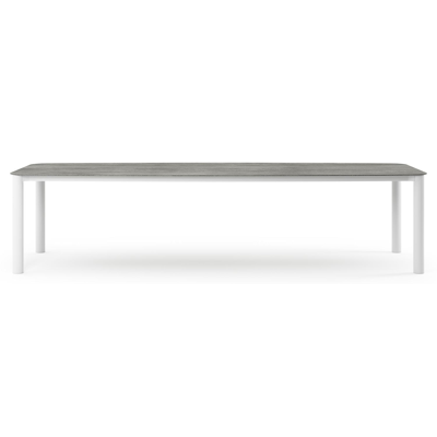Orso tuintafel bootvorm in wit aluminium en volkeramiek Aspen Grey - L 315 x B 115 x H 75 cm