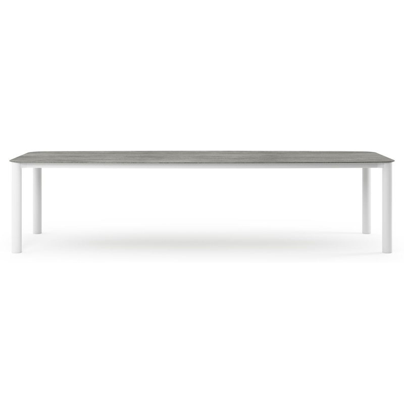 Orso tuintafel bootvorm in wit aluminium en volkeramiek Aspen Grey - L 315 x B 115 x H 75 cm