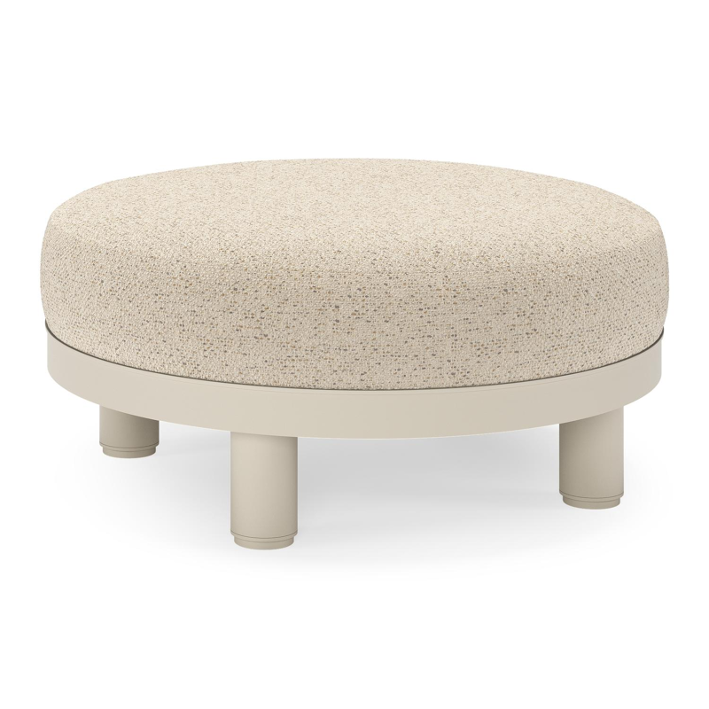 Donato lounge poef in beige aluminium met all weather cosytica Bora Desert kussen