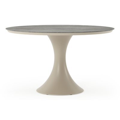 Fano tuintafel rond in beige aluminium en volkeramiek Aspen Grey - Dia. 130 x H 75 cm