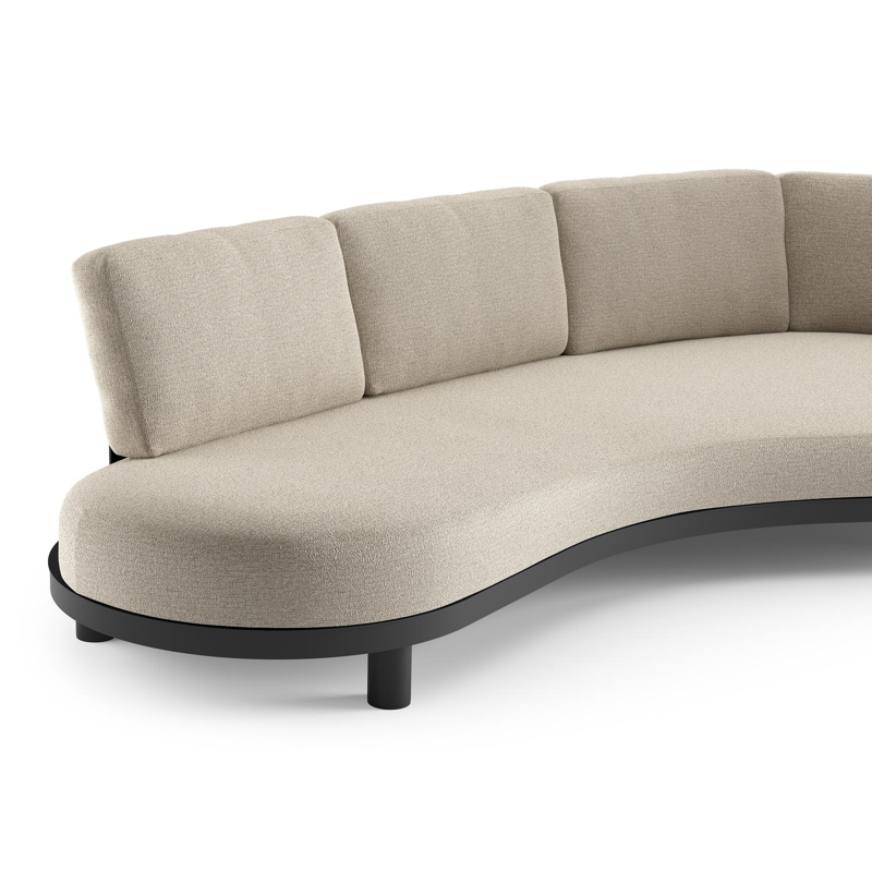 Donato loungebank in zwart aluminium met catania sand All Weather Cosytica kussen