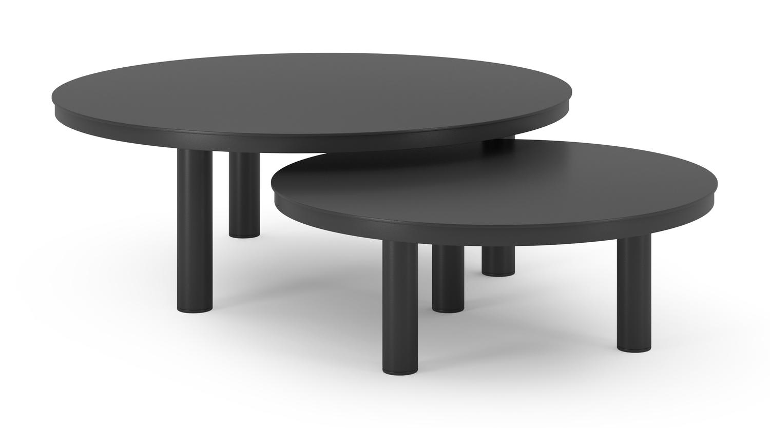 Lindo loungetafels in zwart aluminium - Dia. 85 x H 27 cm, 65 x H 21 cm