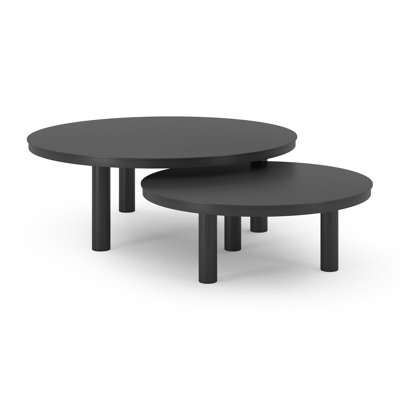 Lindo loungetafels in zwart aluminium - Dia. 85 x H 27 cm, 65 x H 21 cm