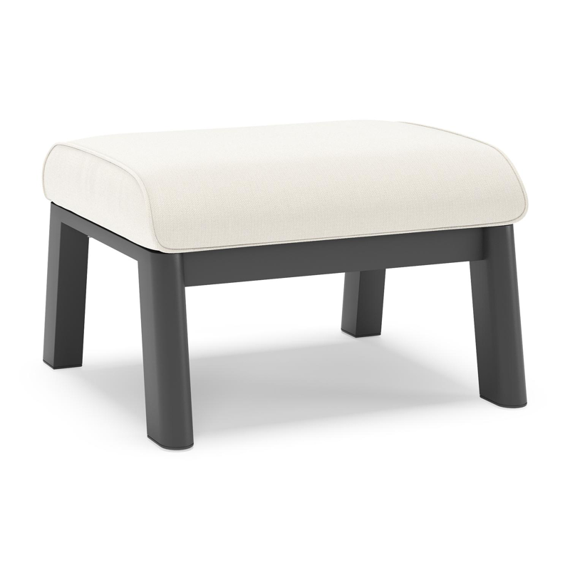 Cirello poef in zwart aluminium met savane white all weather sunbrella® luxe kussen