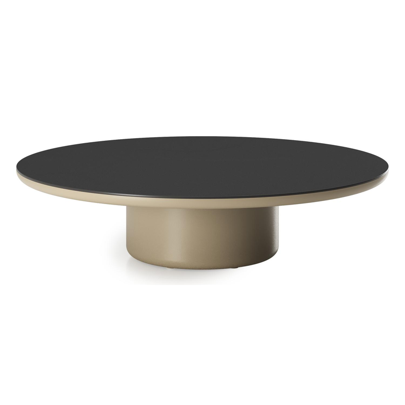 Amico loungetafel rond in beige aluminium en volkeramiek Nero Black - Dia. 110 x H 28 cm