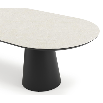 Table de jardin Donato en aluminium noir et céramique pleine shilin - Lg 300 x Larg. 110 x H 74 cm