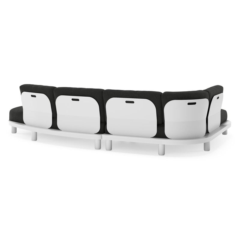 Donato loungehoek in wit aluminium met all weather sunbrella® luxe Chartres Sooty kussen