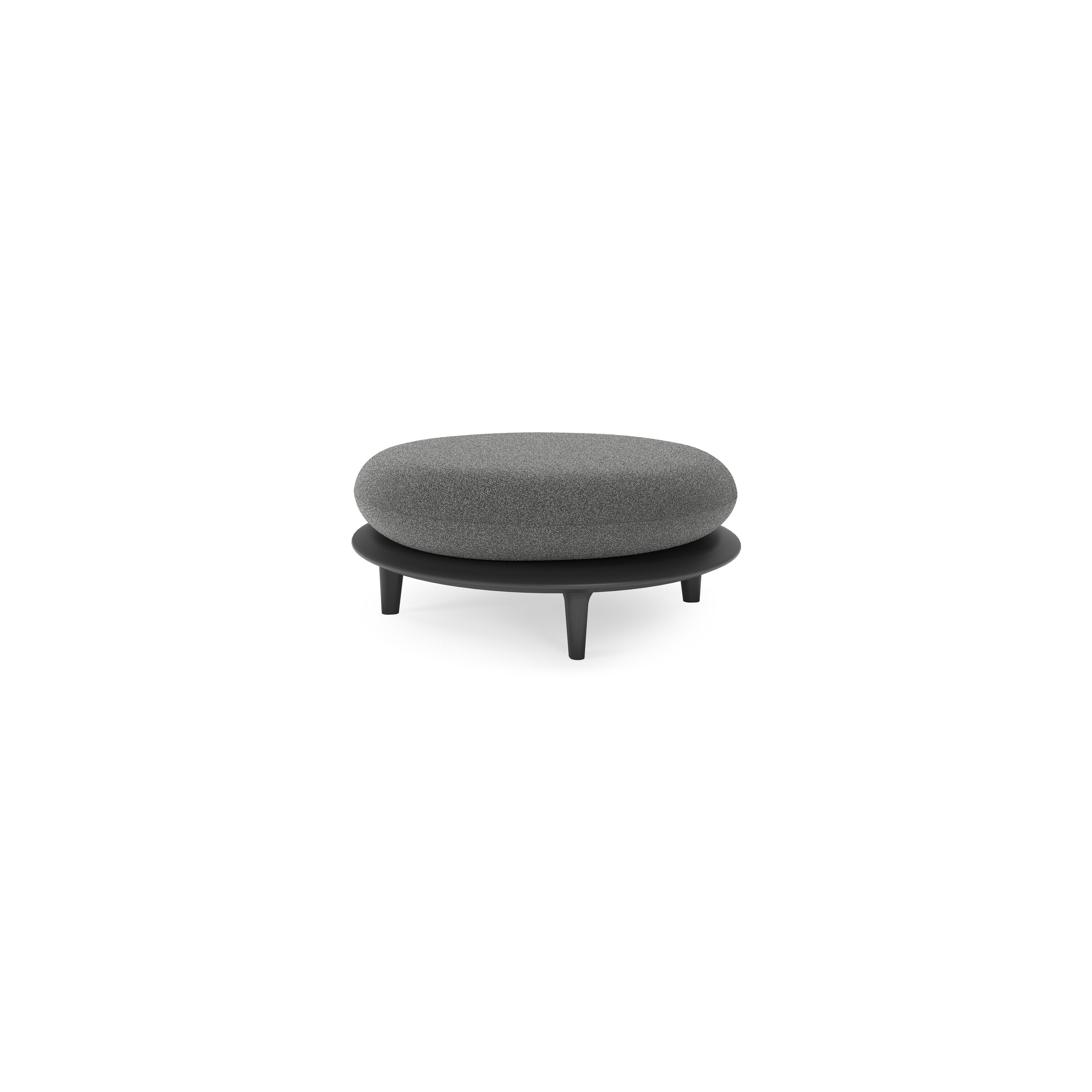 Bomero poef in zwart aluminium met catania black all weather cosytica kussen