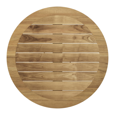 Pamplona tuintafel in beige aluminium en teak - Dia. 105 x H 72 cm