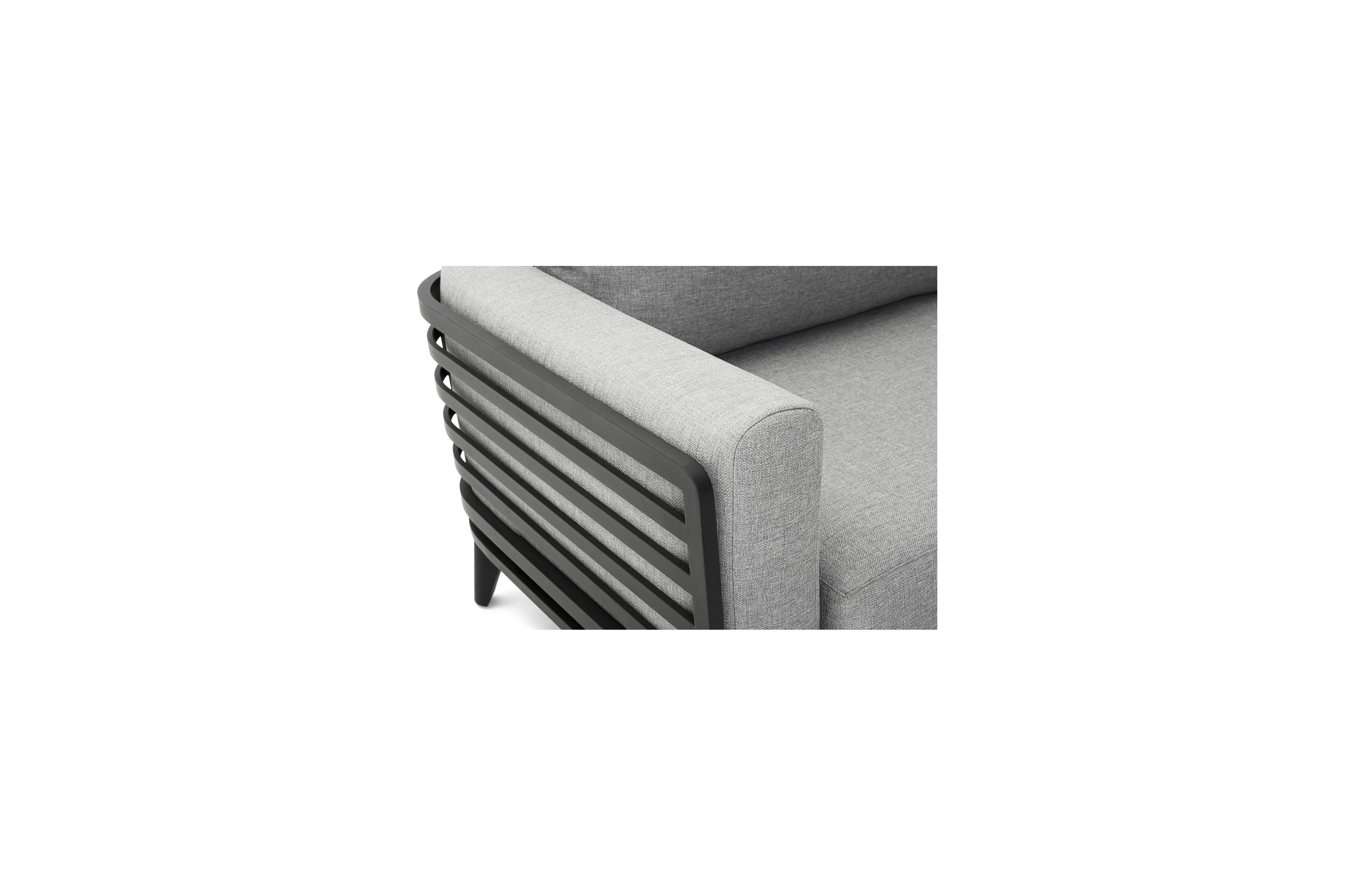 Mosa loungehoek in zwart aluminium met grijs weather+ softtouch kussens