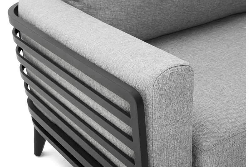 Mosa loungezetel 1-zit in zwart aluminium met grijs weather+ softtouch kussen