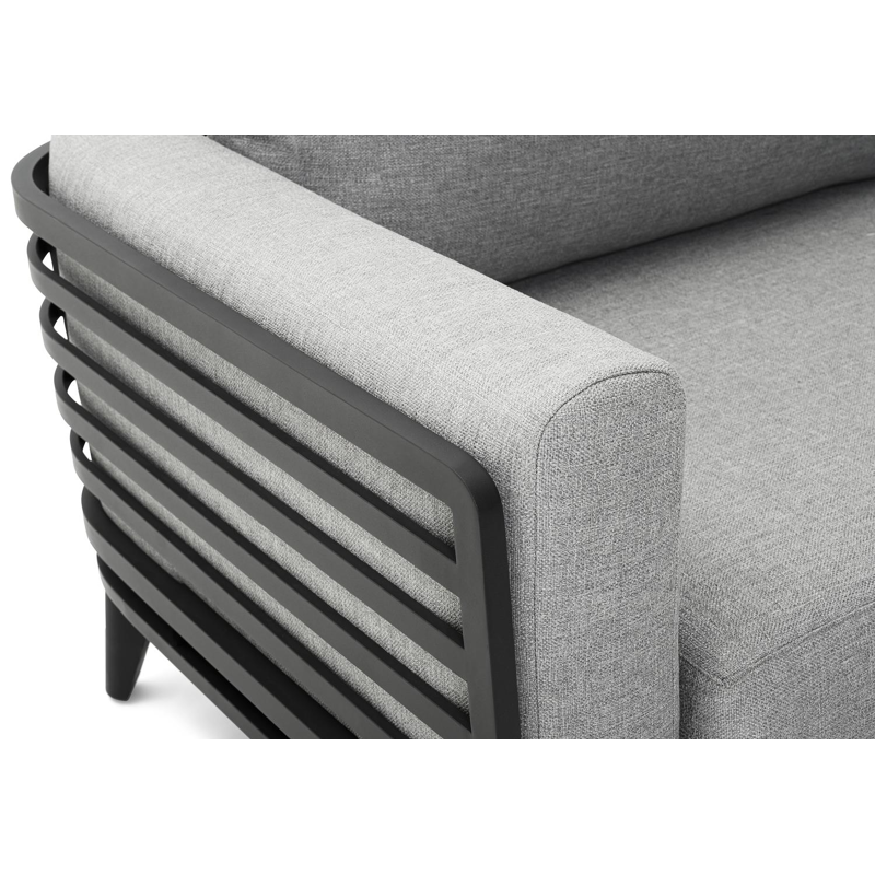 Mosa loungeset in zwart aluminium met grijs weather+ softtouch kussens