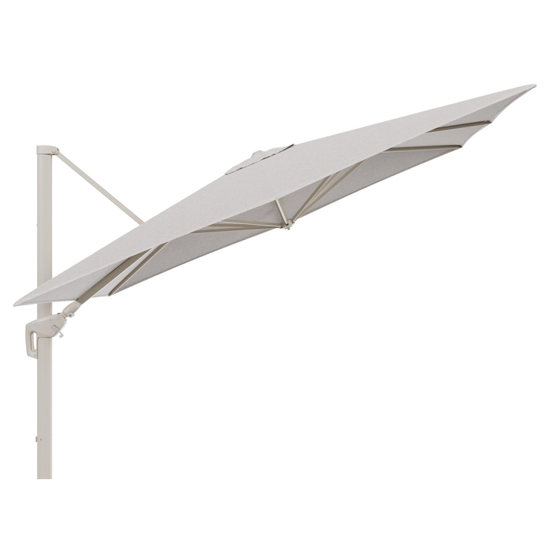 Minore zweefparasol met tiltfunctie in beige aluminium en Tundra Sand All Weather Sunbrella® Luxe parasoldoek - L1 280 x L2 370 cm (zonder voet)