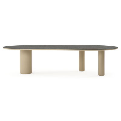 Amico tuintafel organisch in beige aluminium en volkeramiek Black Obsession - L 320 x B 145 x H 73.5 cm