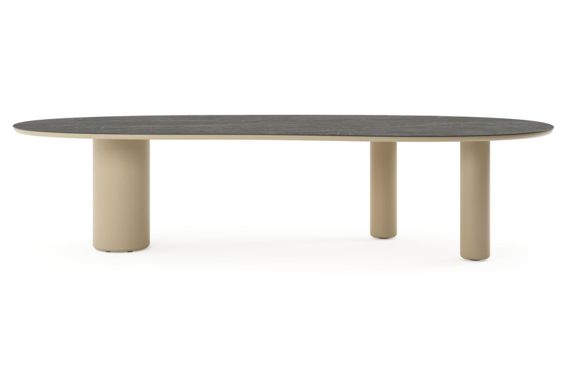 Amico tuintafel organisch in beige aluminium en volkeramiek Black Obsession - L 320 x B 145 x H 73.5 cm