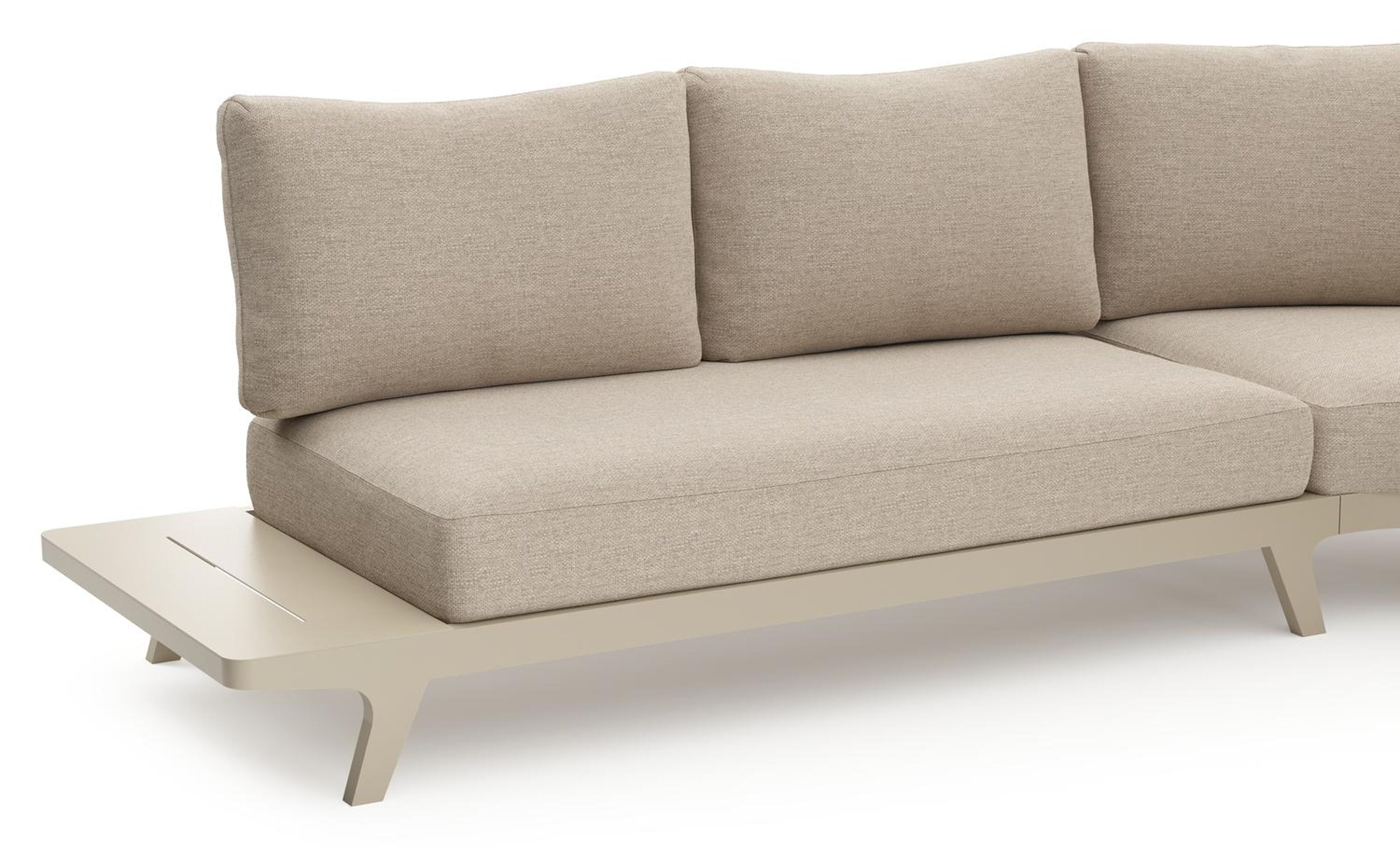 Bolzano loungehoek in beige aluminium met rustic weather+ softtouch kussen