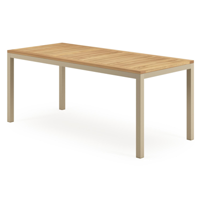 Feltro tuintafel rechthoekig in beige aluminium en teak - L 180 x B 80 x H 73 cm
