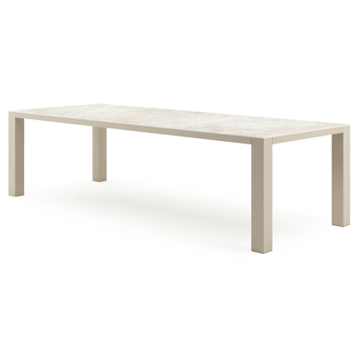 Nano tuintafel rechthoekig in beige aluminium en volkeramiek Rapolano L 280 x B 110 cm