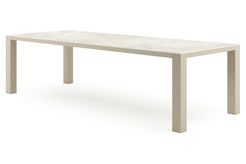 Nano tuintafel rechthoekig in beige aluminium en volkeramiek Rapolano L 280 x B 110 cm
