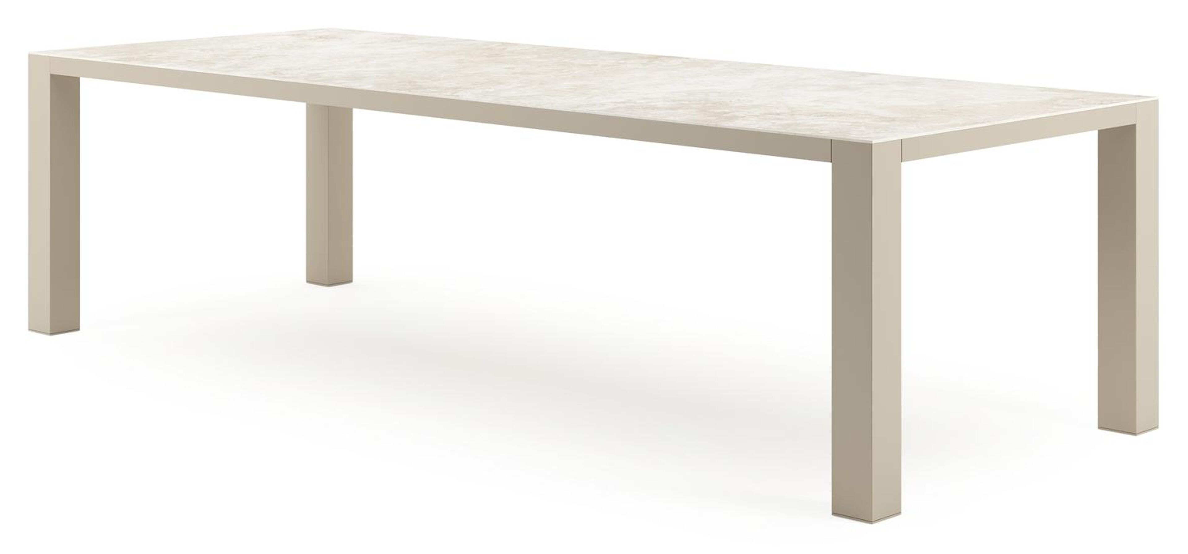 Nano tuintafel rechthoekig in beige aluminium en volkeramiek Rapolano - L 280 x B 110 x H 75 cm