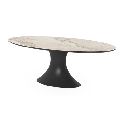 Fano tuintafel ovaal in zwart aluminium en volkeramiek colorado dunes - L 240 x B 135 x H 75 cm