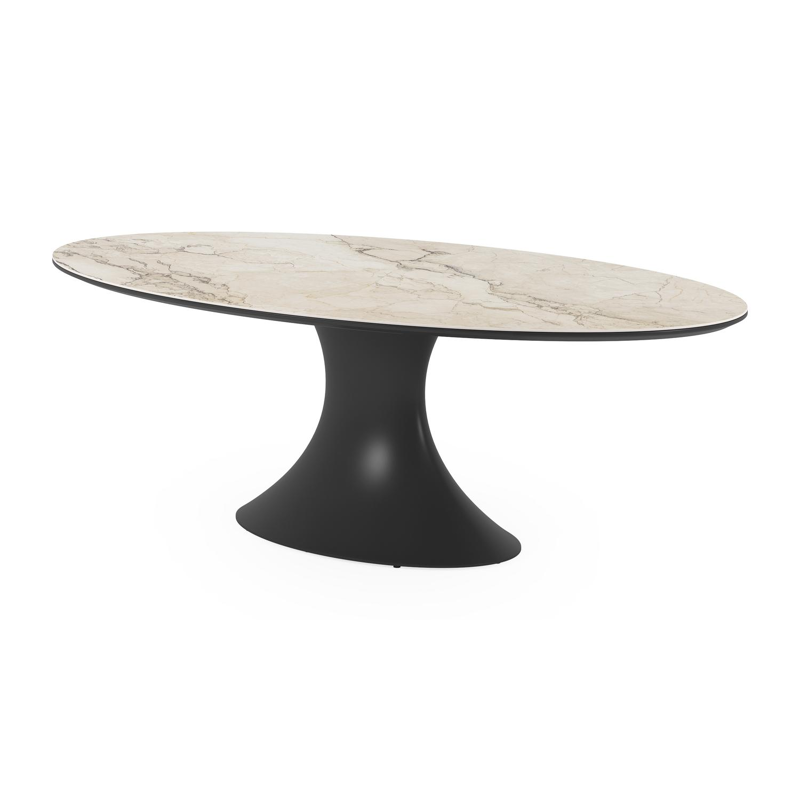 Fano tuintafel ovaal in zwart aluminium en volkeramiek colorado dunes - L 240 x B 135 x H 75 cm