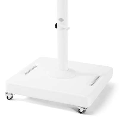 Rufina zweefparasol in wit aluminium met grijs polyester parasoldoek - L1: 250 x L2: 350 cm (met voet)