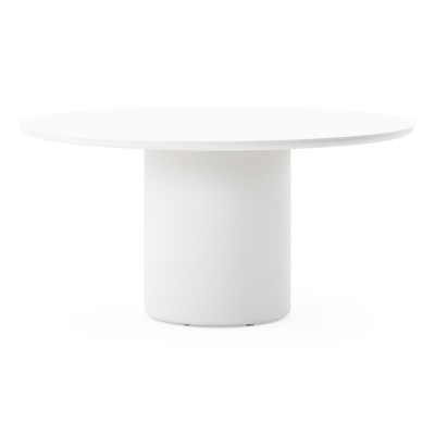Amico tuintafel rond in wit aluminium en volkeramiek Arctic White - Dia. 148 x H 73.5 cm