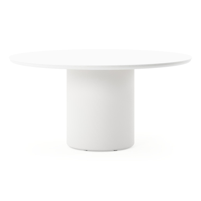 Amico tuintafel rond in wit aluminium en volkeramiek Arctic White - Dia. 148 x H 73.5 cm