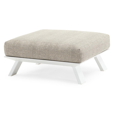 Cesano poef in wit aluminium met chartres pewter all weather sunbrella® luxe kussen