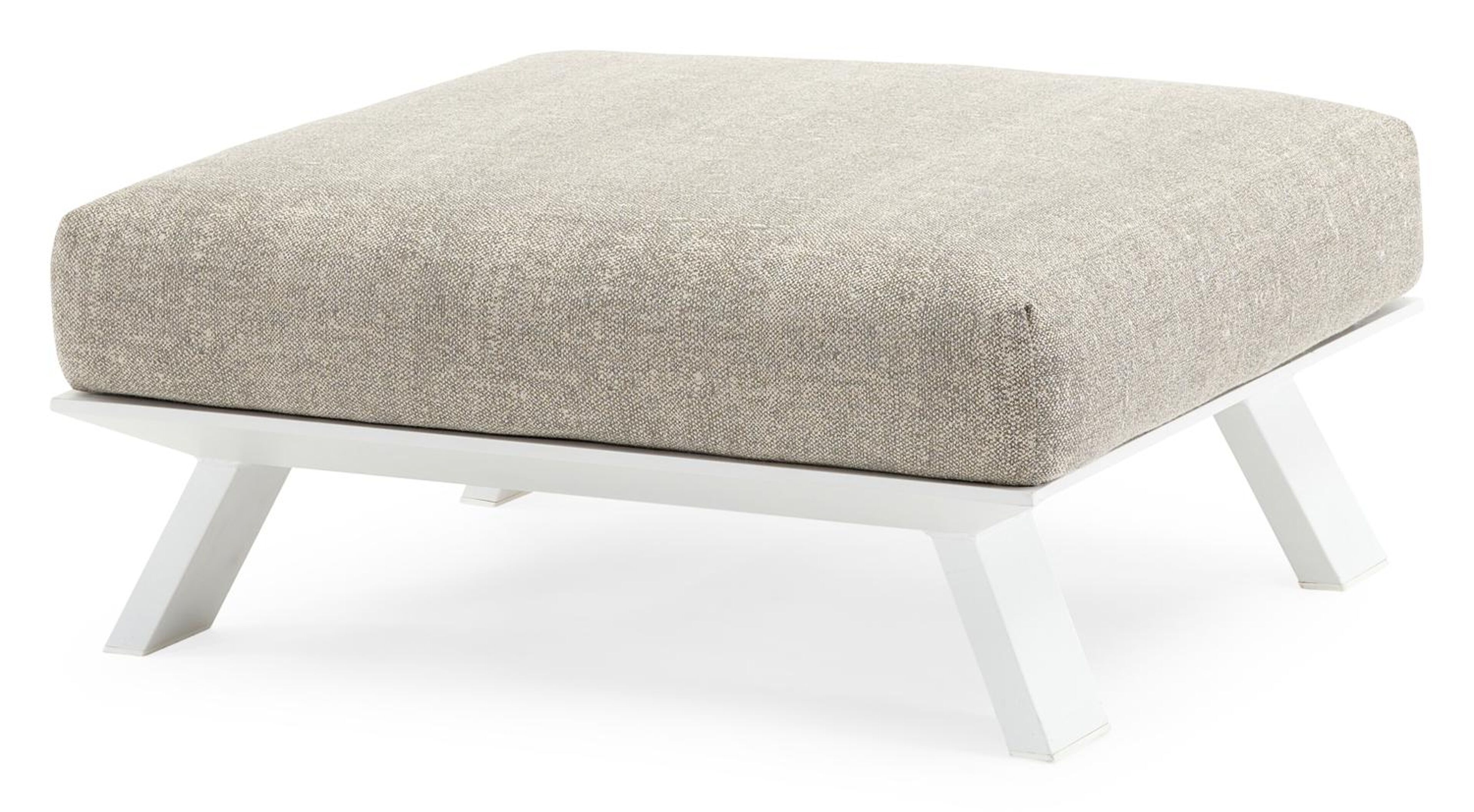 Cesano poef in wit aluminium met chartres pewter all weather sunbrella® luxe kussen