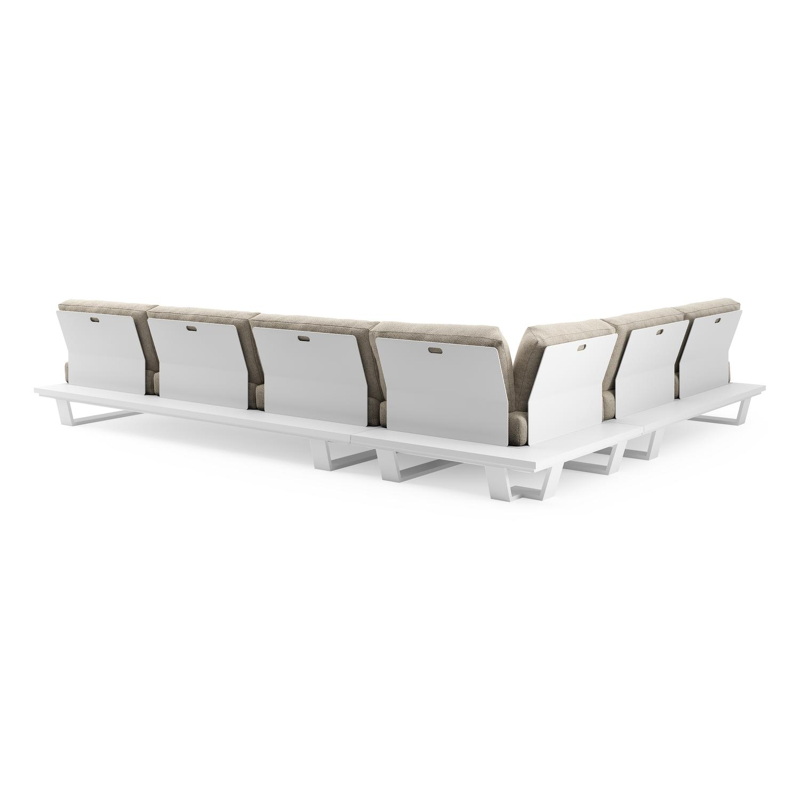 Pagino loungehoek in wit aluminium met bora desert all weather cosytica kussen