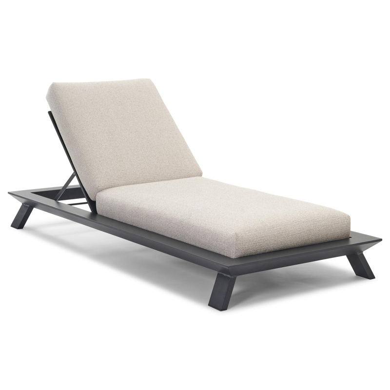 Cesano verstelbaar ligbed in zwart aluminium met catania sand all weather cosytica kussen