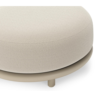 Lomano poef in beige aluminium en beige verticaal geweven luxe vlakke rope met Lopi Marble all weather sunbrellaÂ® luxe