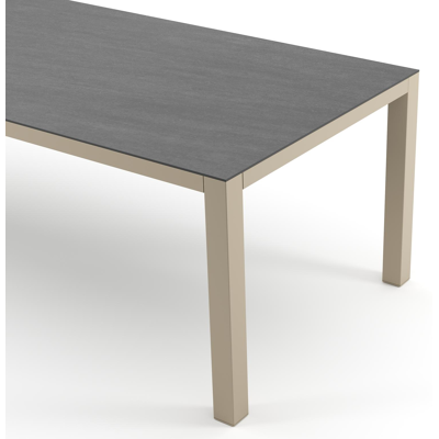Como tuintafel rechthoekig in beige aluminium en volkeramiek Basalt Black - L 240 x B 100 x H 73 cm