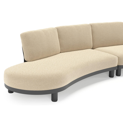 Donato loungebank in zwart aluminium met all weather cosytica Althea Camel kussen