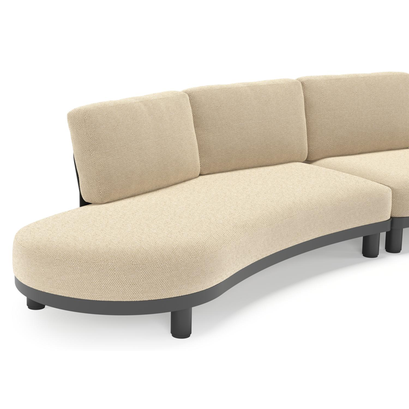 Donato loungebank in zwart aluminium met all weather cosytica Althea Camel kussen