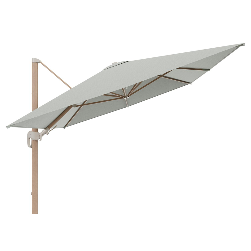 Rufina zweefparasol tiltfunctie in houtlook aluminium en parasoldoek in All Weather Sunbrella® Luxe Slow Spirea  - L1 400 x L2 300 cm (zonder voet) (zonder voet)