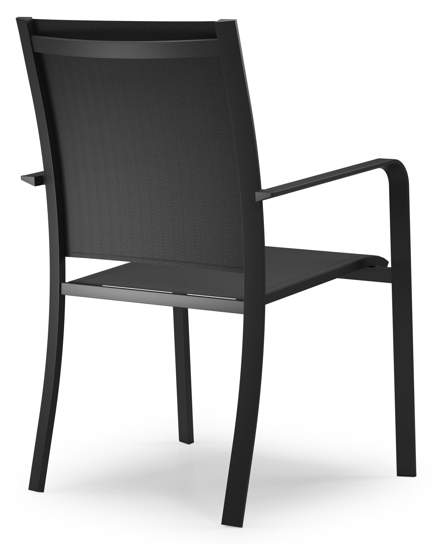 Mosa bootvormige tuinset in zwart aluminium en teak natural finish met 6 Calobra tuinstoelen