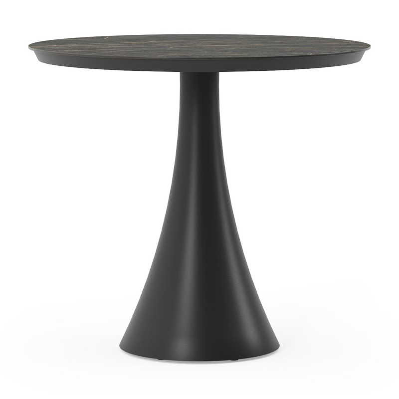 Table de jardin Fano en aluminium noir et céramique pleine black obsession - Dia. 85 x H 75 cm