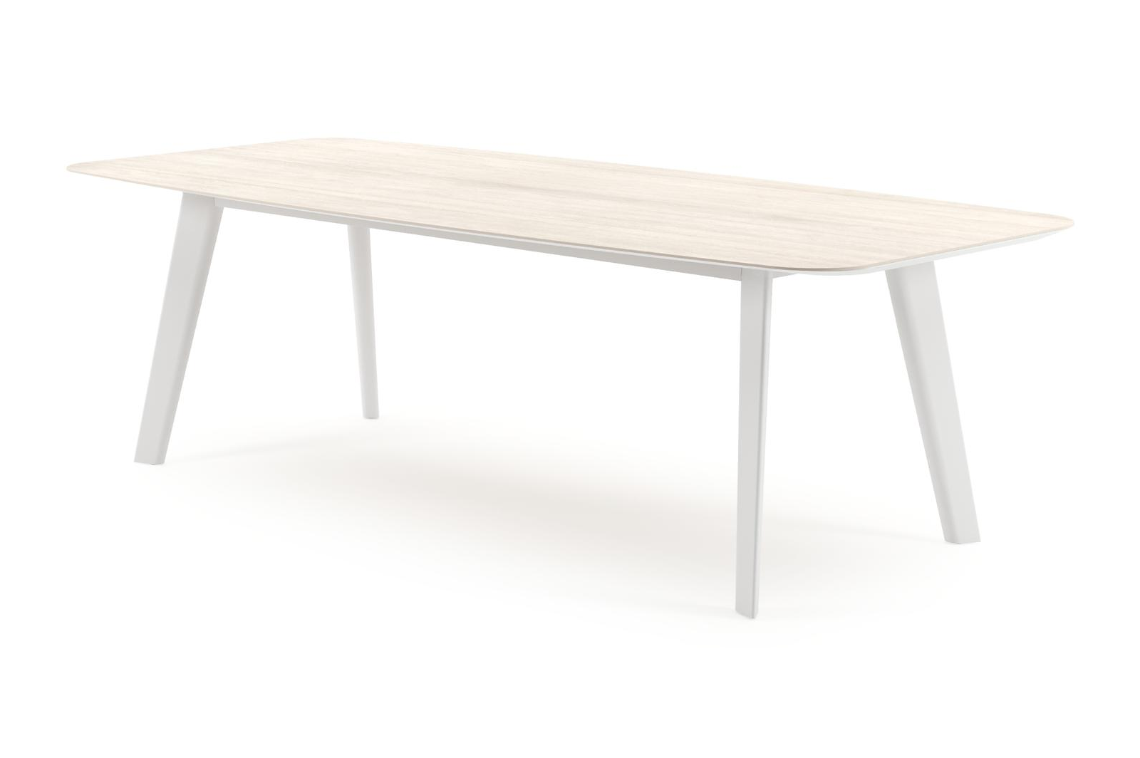 Lacrima tuintafel bootvorm in wit aluminium en volkeramiek Travertino Bianco - L 255 x B 115 x H 73 cm